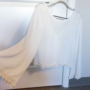 *White Bell Sleeve Peasant Top